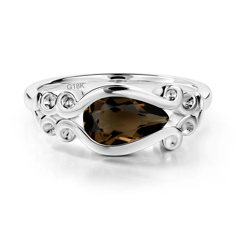 Pear Shaped Smoky Quartz Scroll Ring - Image 8