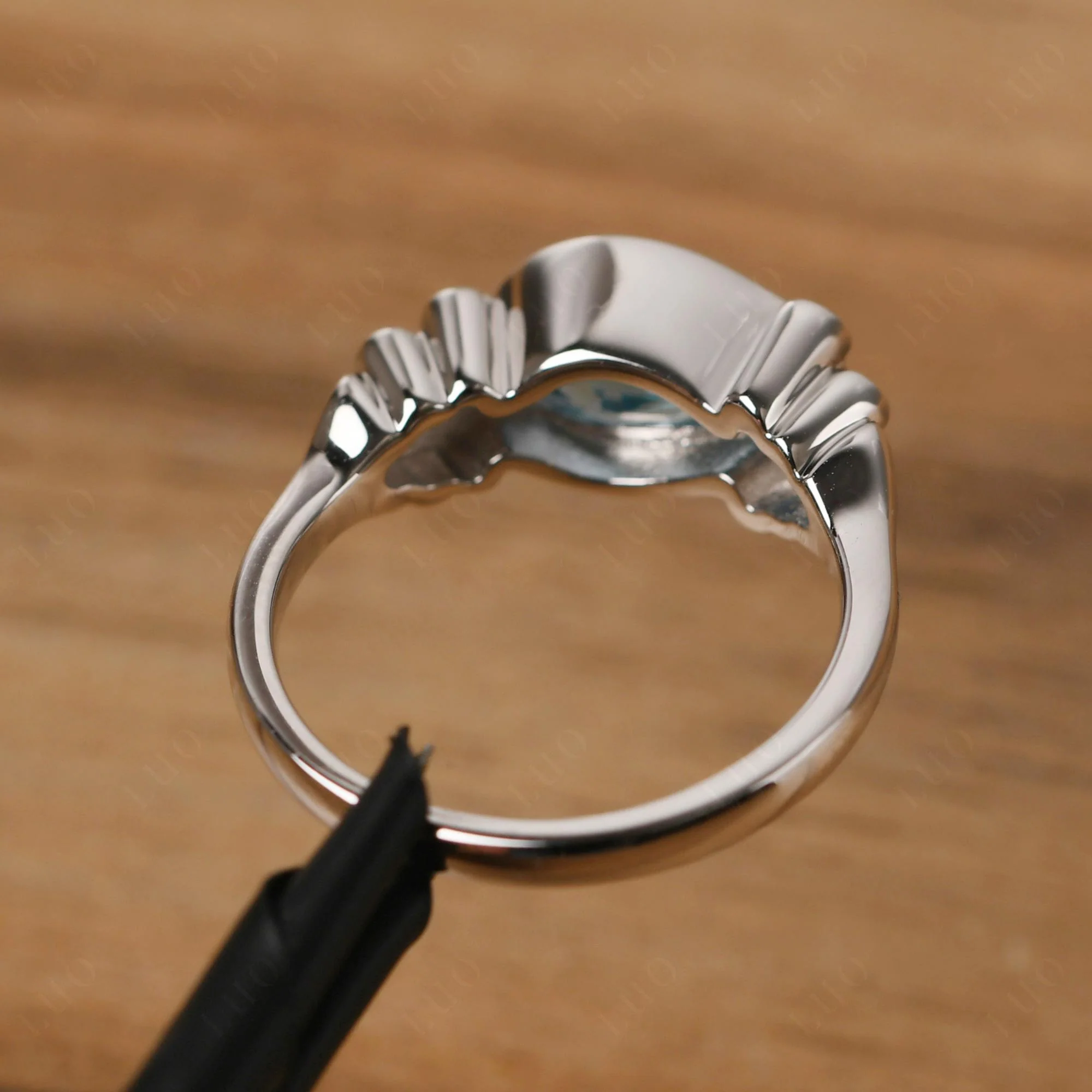 Swiss Blue Topaz Scrollwork Ring - Image 12