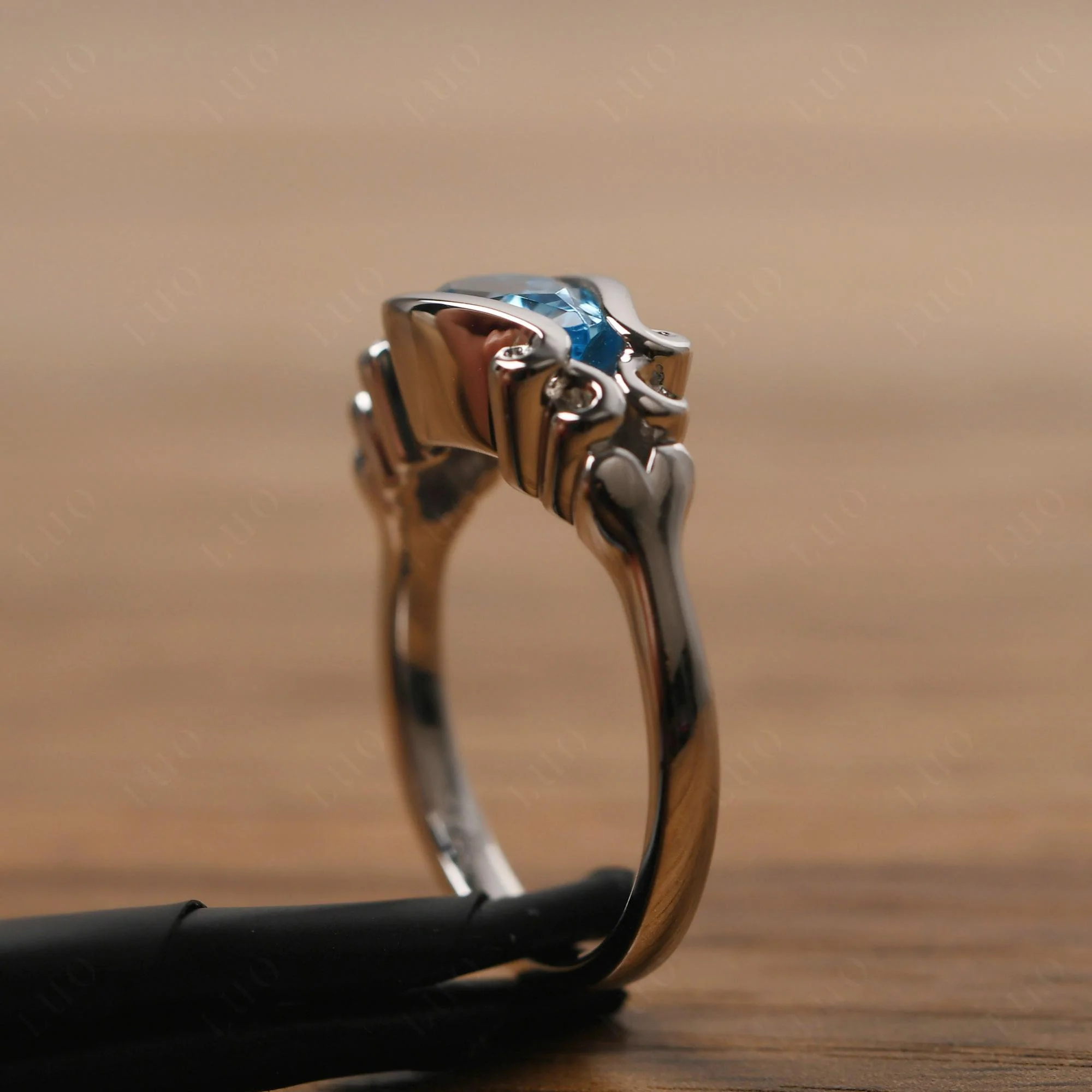 Swiss Blue Topaz Scrollwork Ring - Image 13
