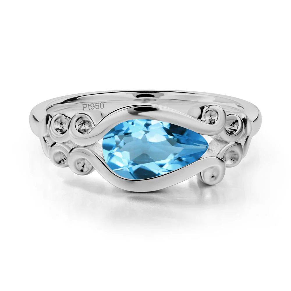 Swiss Blue Topaz Scrollwork Ring - Image 2