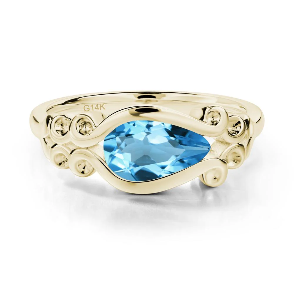 Swiss Blue Topaz Scrollwork Ring - Image 3