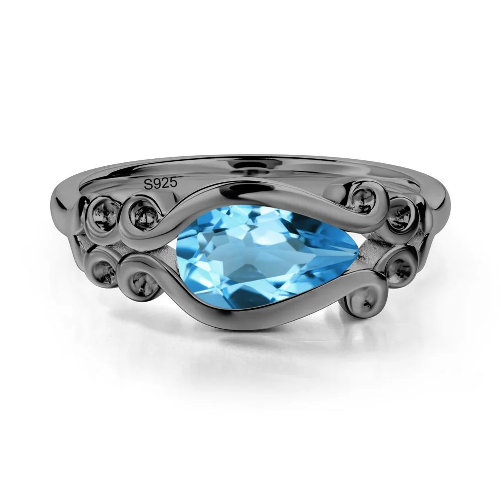 Swiss Blue Topaz Scrollwork Ring - Image 8