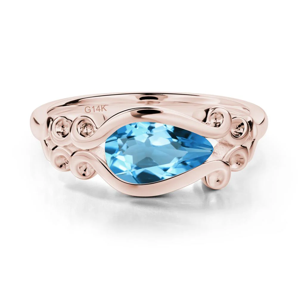 Swiss Blue Topaz Scrollwork Ring - Image 9