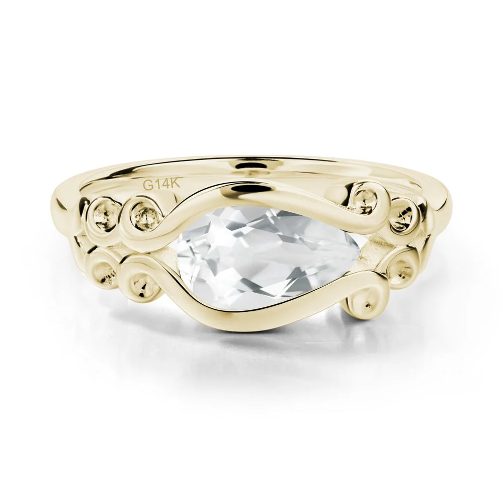 Pear Shaped White Topaz Scroll Ring - Image 4