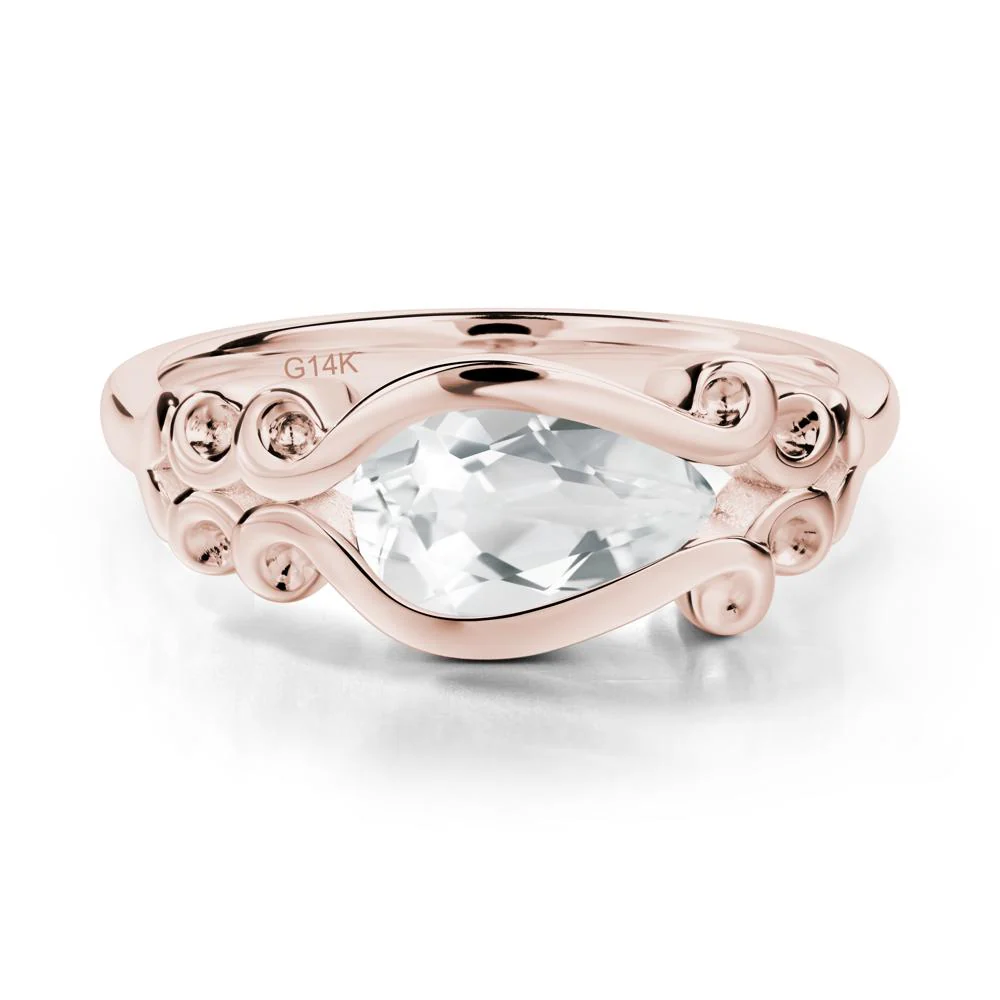Pear Shaped White Topaz Scroll Ring - Image 5