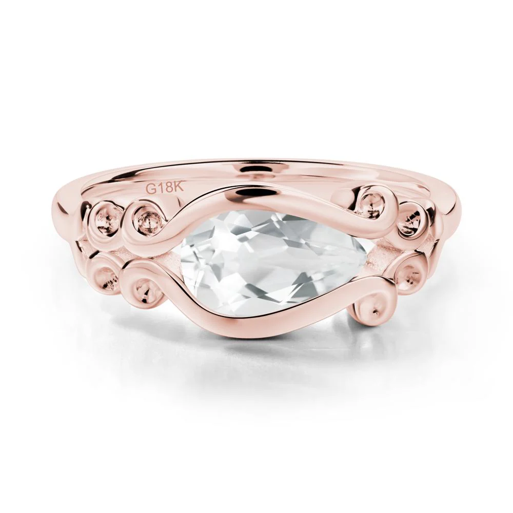 Pear Shaped White Topaz Scroll Ring - Image 7