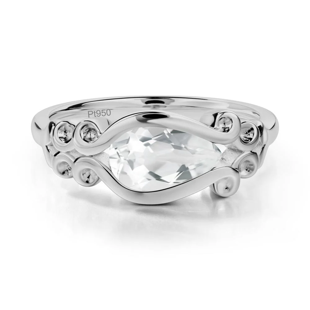 Pear Shaped White Topaz Scroll Ring - Image 9