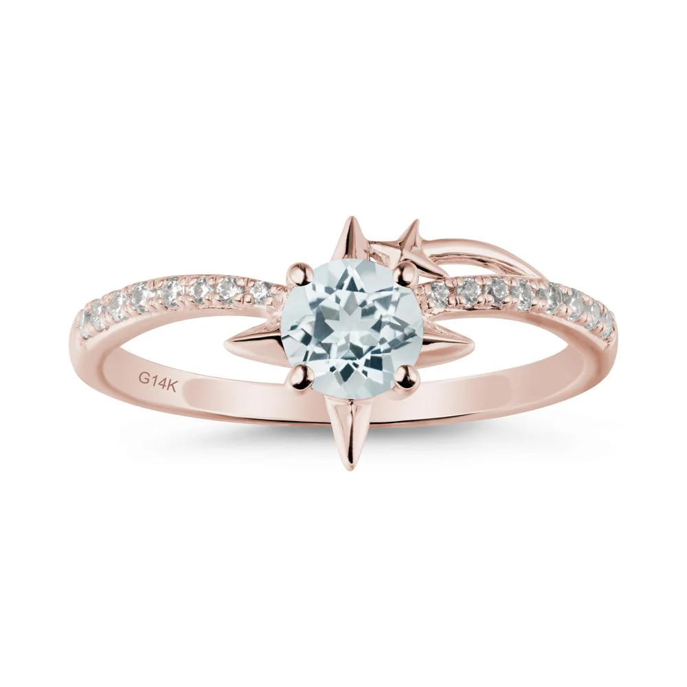 Simple Four Point Star Aquamarine Ring - Image 2