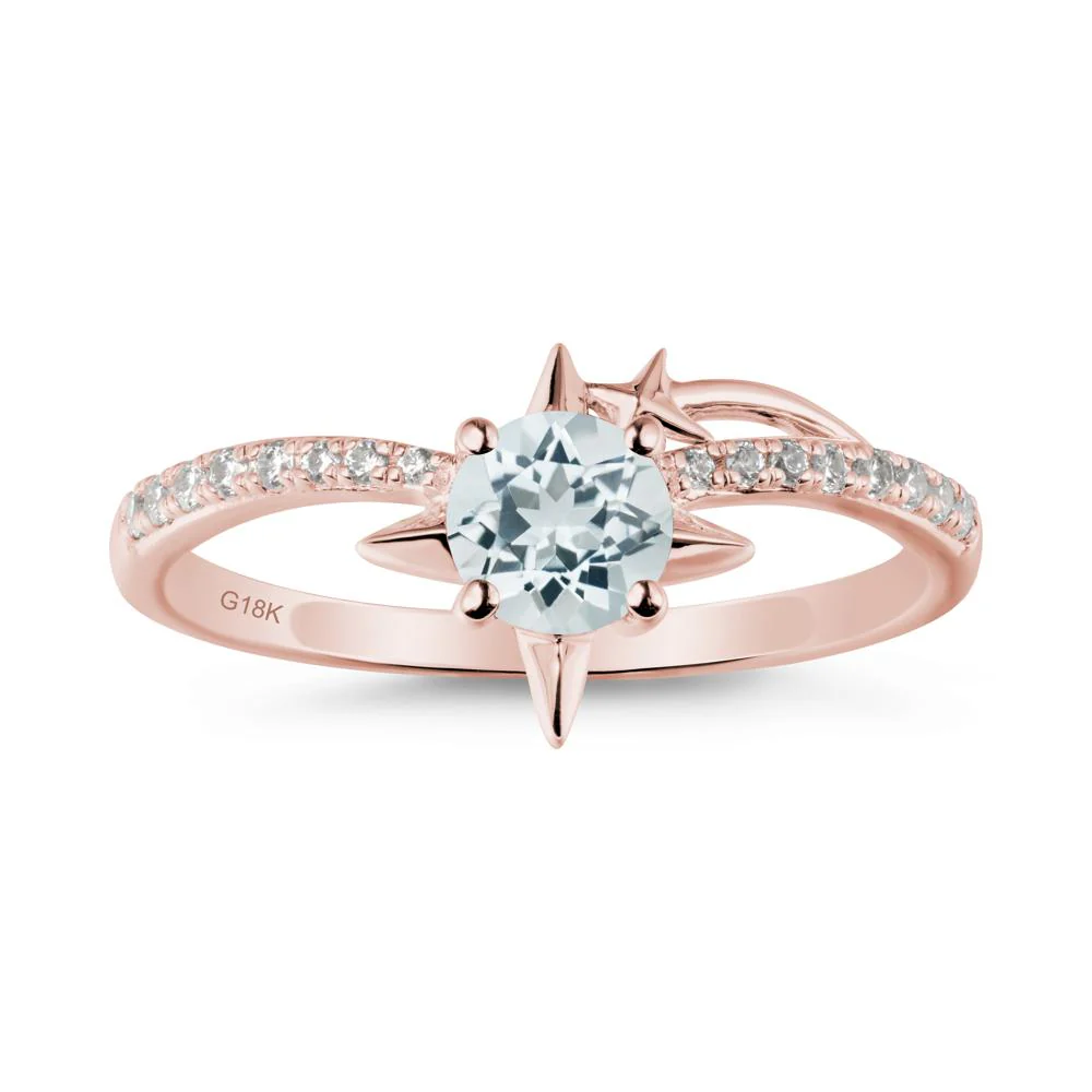Simple Four Point Star Aquamarine Ring - Image 4