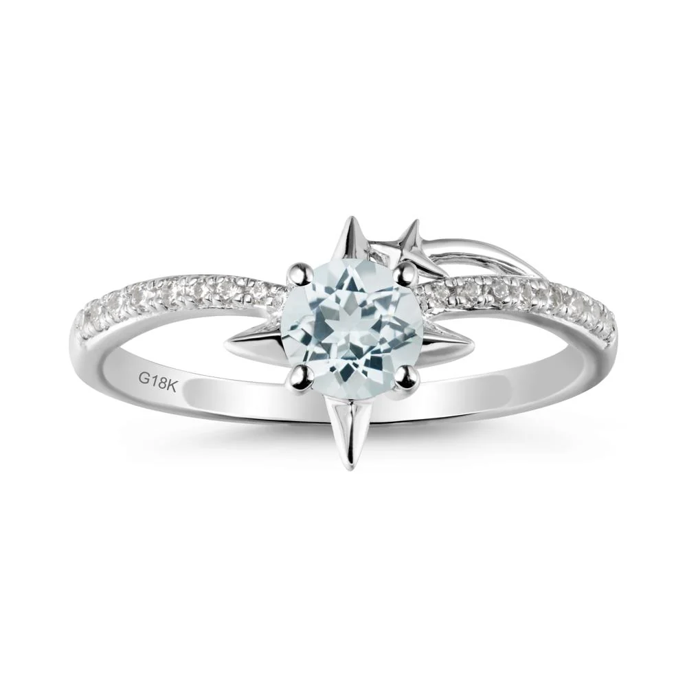 Simple Four Point Star Aquamarine Ring - Image 5