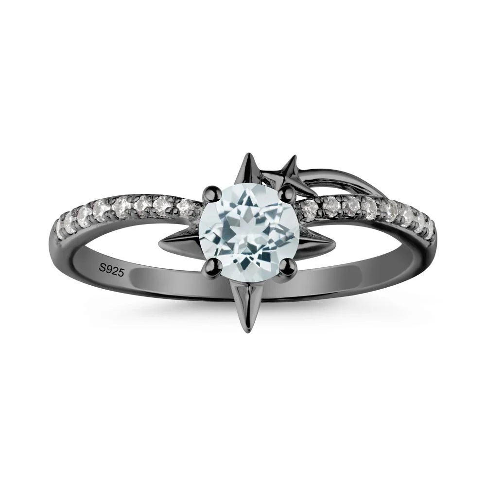 Simple Four Point Star Aquamarine Ring - Image 7