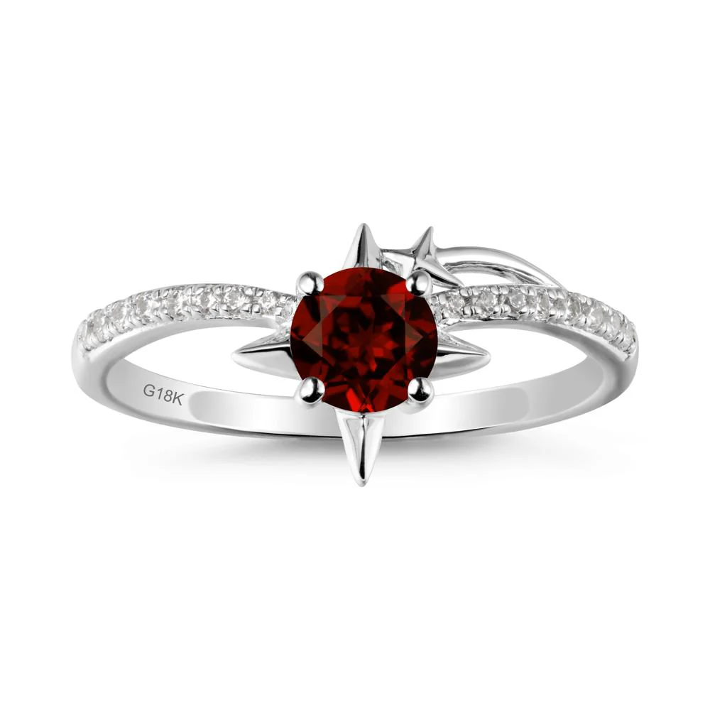 Simple Four Point Star Garnet Ring - Image 5