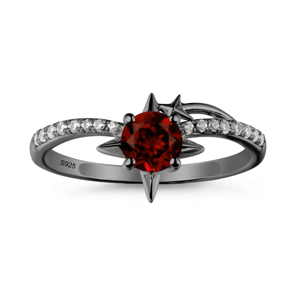 Simple Four Point Star Garnet Ring - Image 7