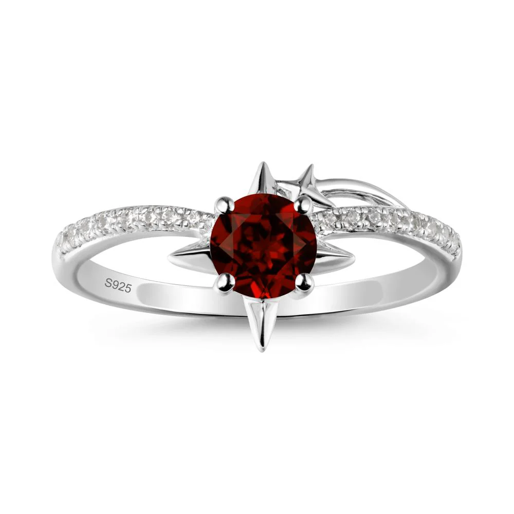 Simple Four Point Star Garnet Ring - Image 9