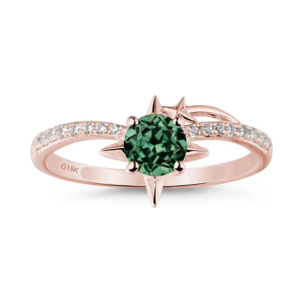 Simple Four Point Star Green Sapphire Ring - Image 5