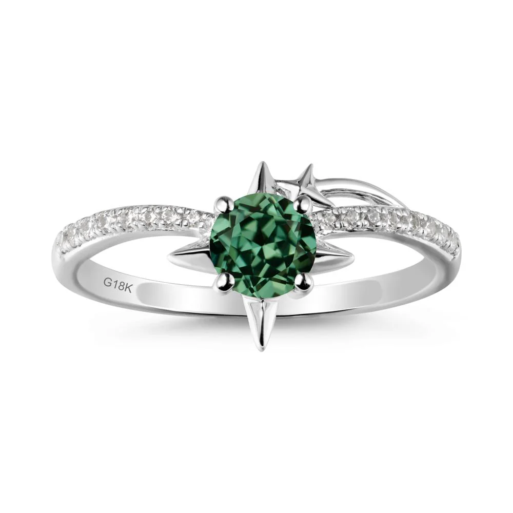 Simple Four Point Star Green Sapphire Ring - Image 6