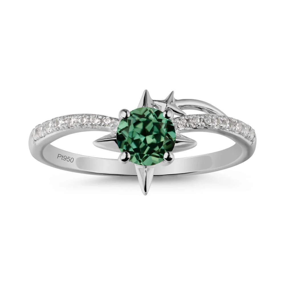 Simple Four Point Star Green Sapphire Ring - Image 8