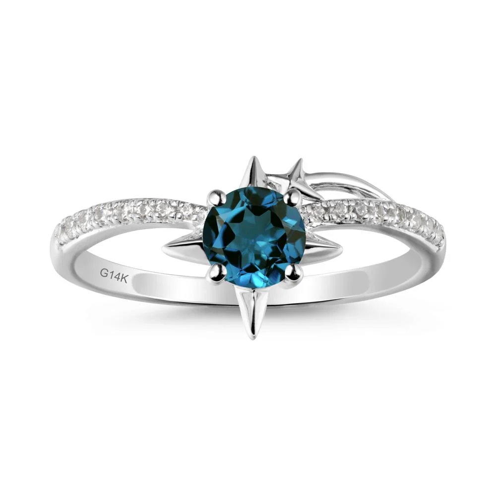 Simple Four Point Star London Blue Topaz Ring - Image 3