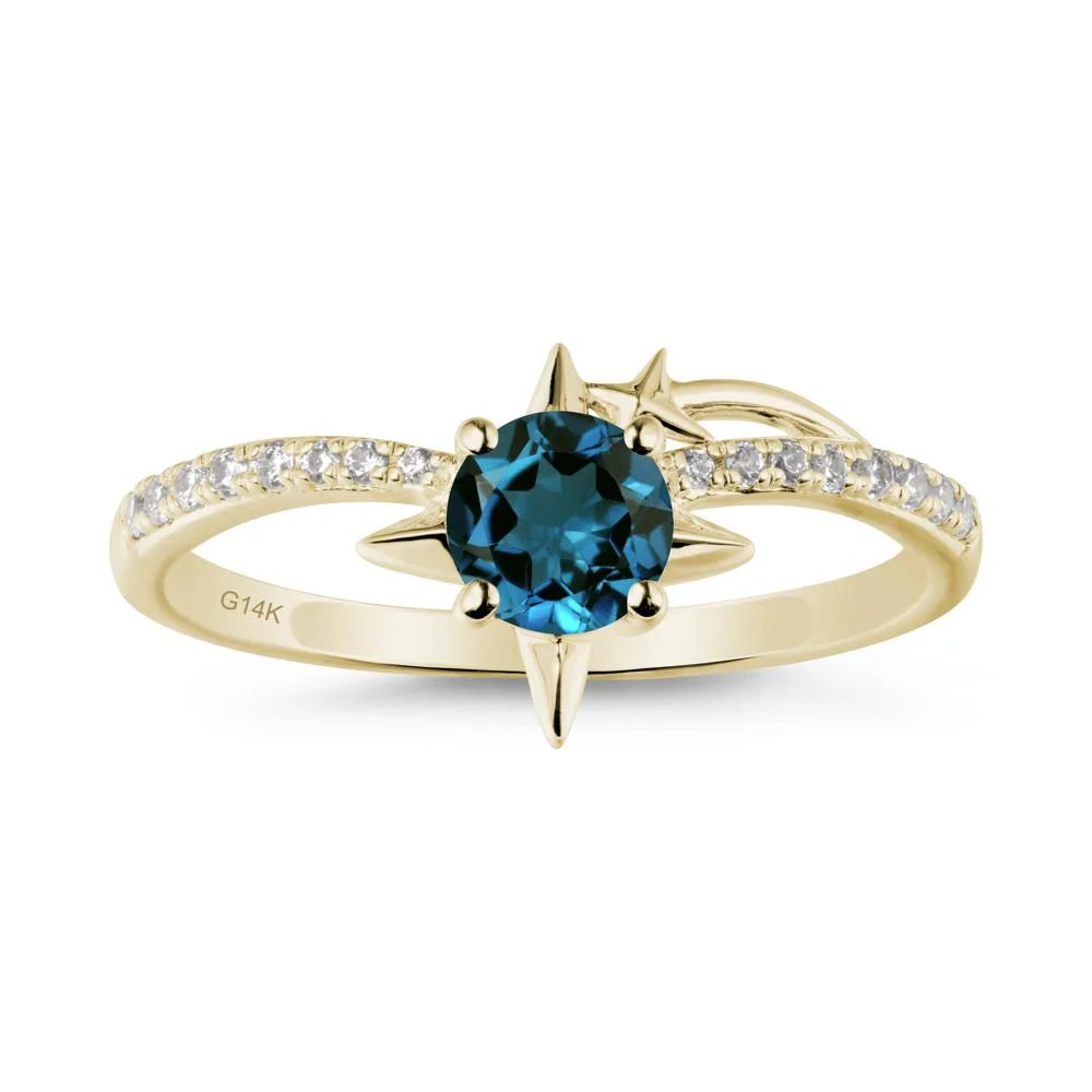 Simple Four Point Star London Blue Topaz Ring - Image 4