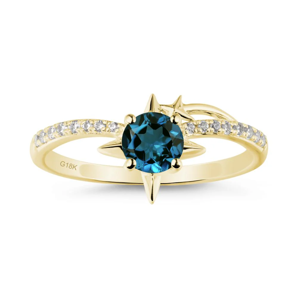 Simple Four Point Star London Blue Topaz Ring - Image 7