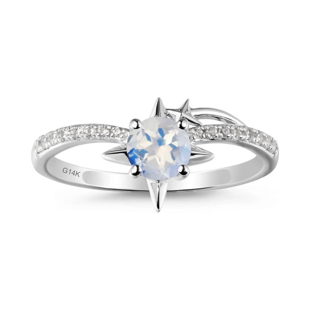 Simple Four Point Star Moonstone Ring