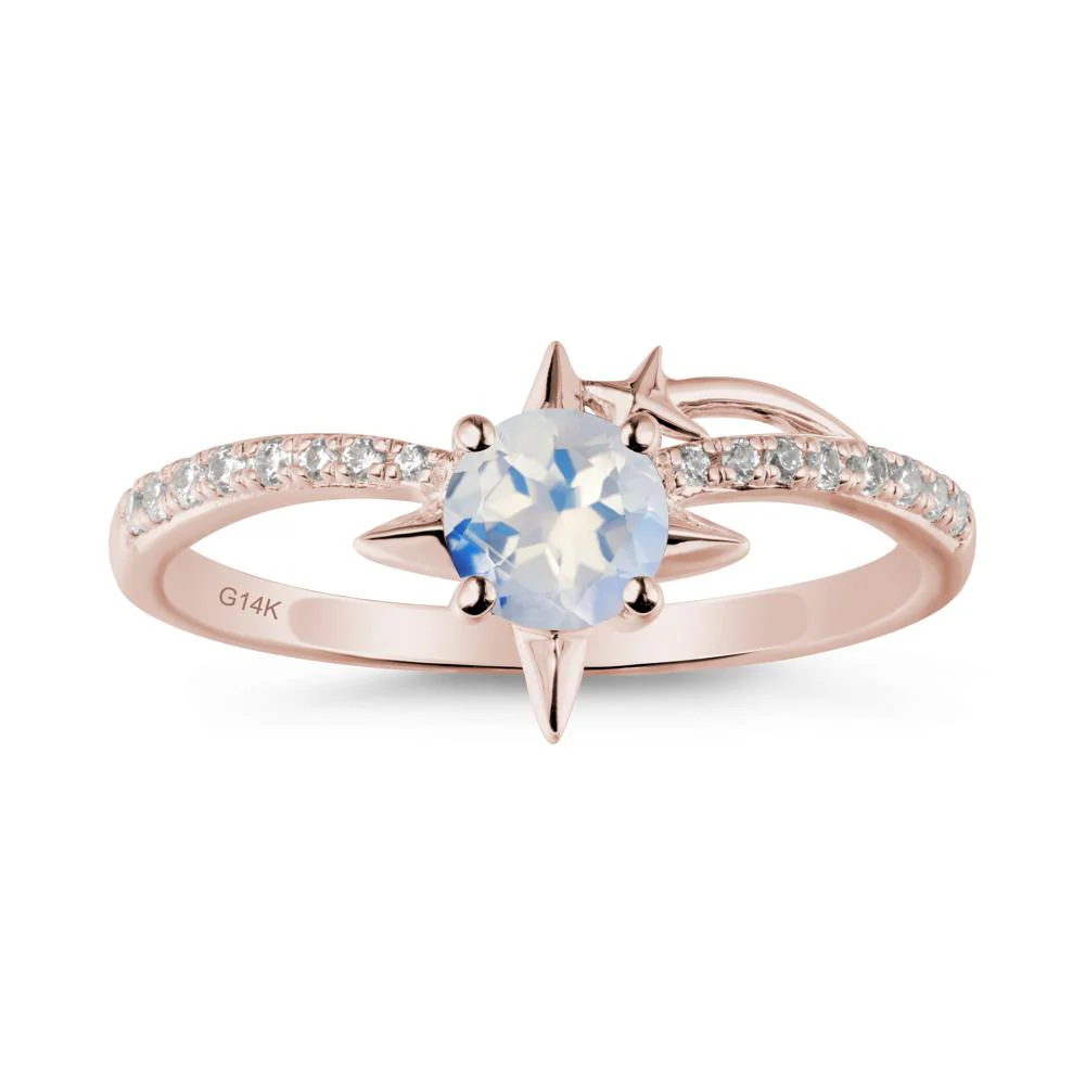Simple Four Point Star Moonstone Ring - Image 2
