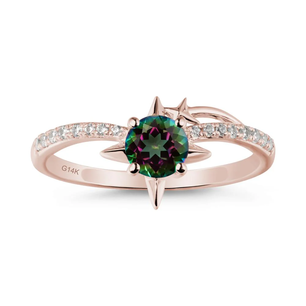 Simple Four Point Star Mystic Topaz Ring - Image 2