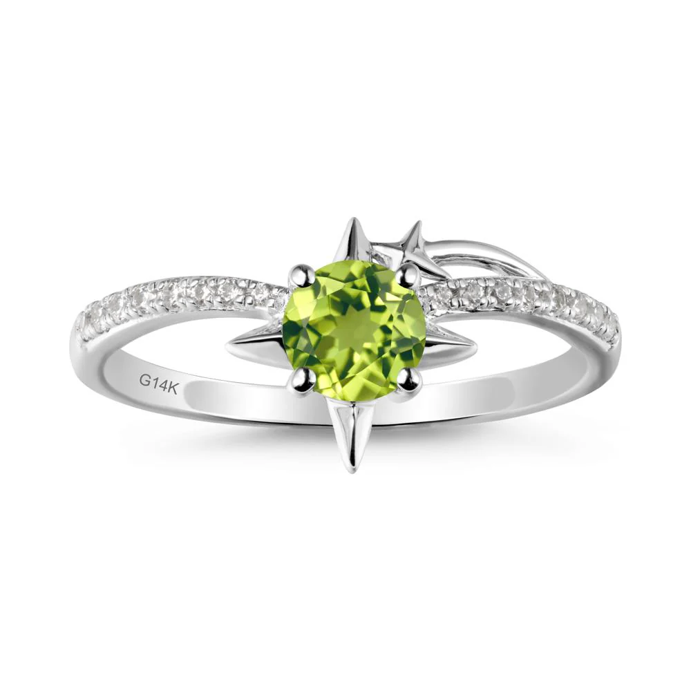 Simple Four Point Star Peridot Ring - Image 3