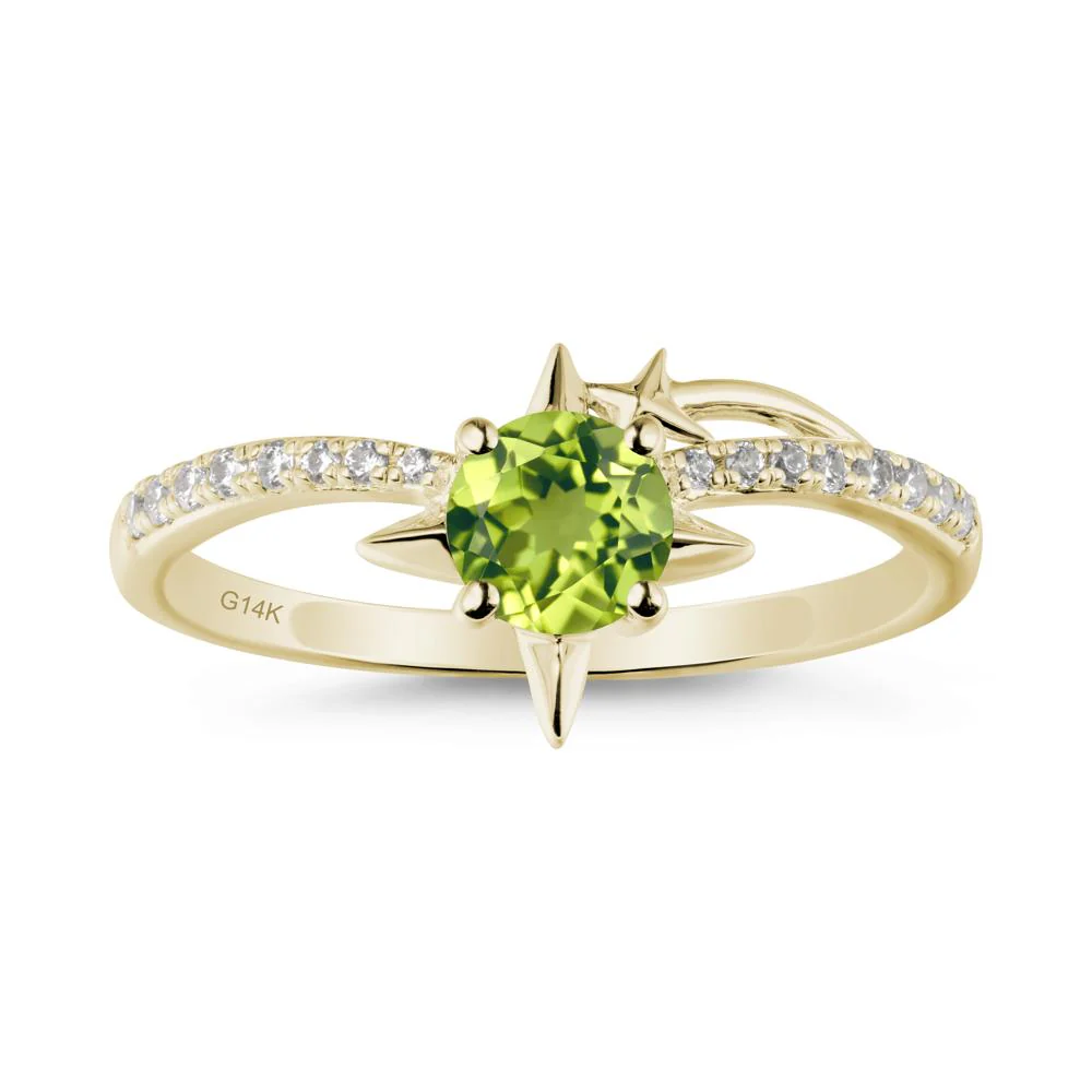 Simple Four Point Star Peridot Ring - Image 4