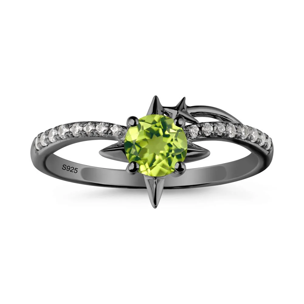 Simple Four Point Star Peridot Ring - Image 8