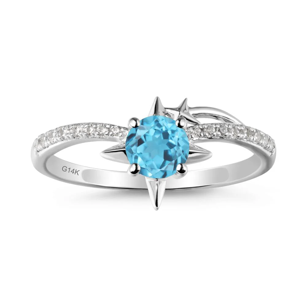 Simple Four Point Star Swiss Blue Topaz Ring - Image 2