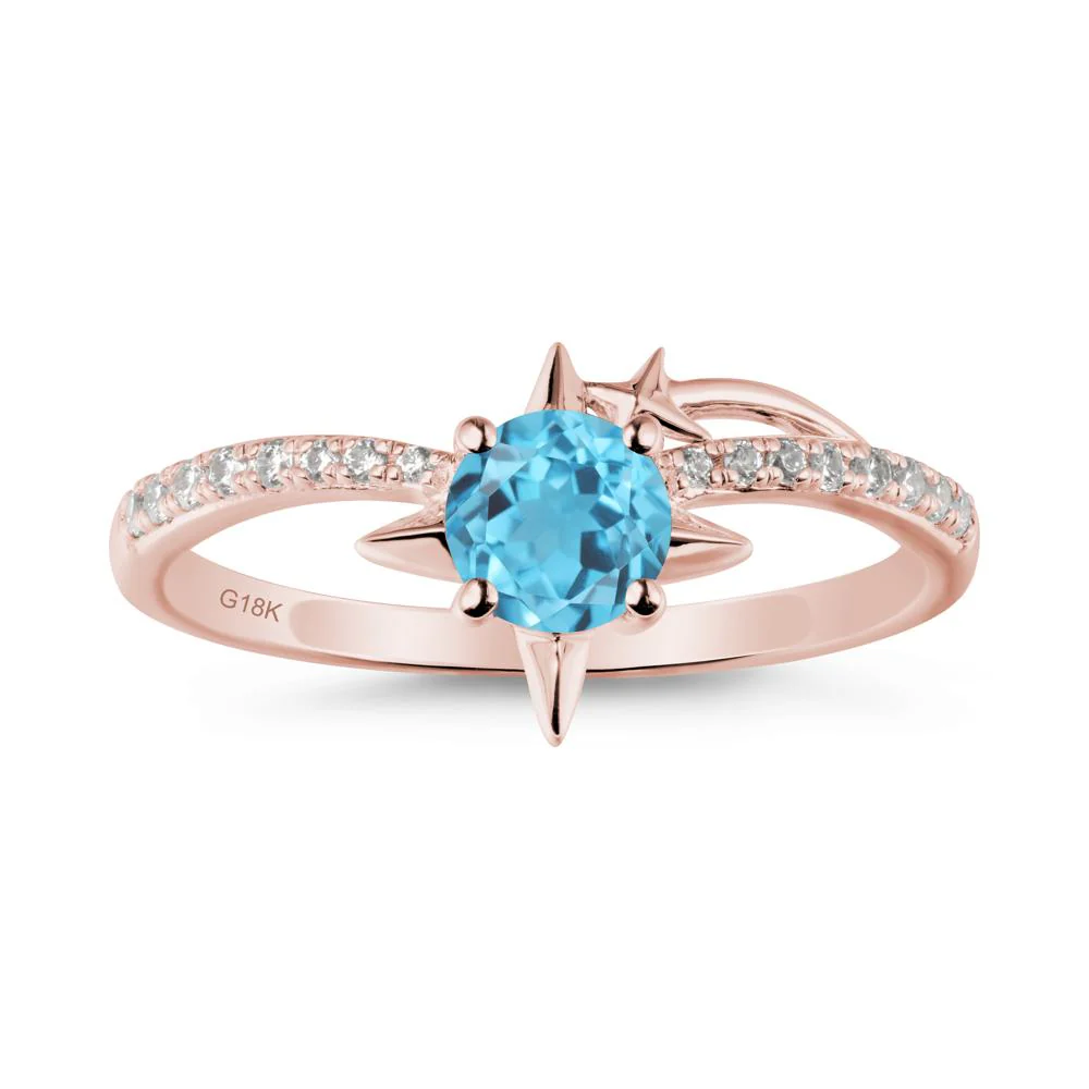 Simple Four Point Star Swiss Blue Topaz Ring - Image 4