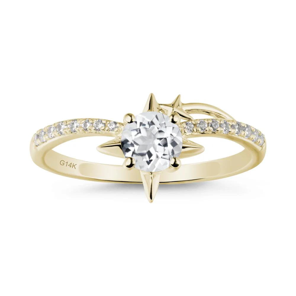 Simple Four Point Star White Topaz Ring