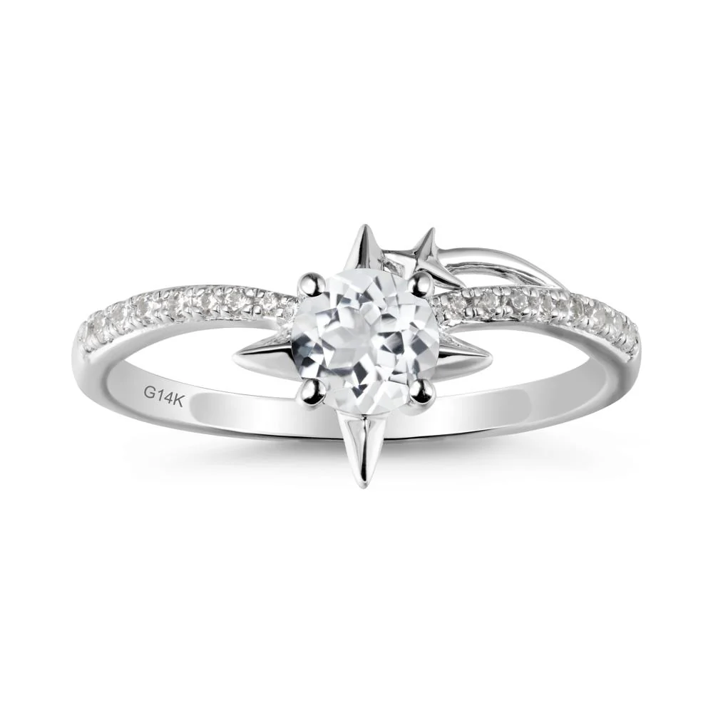 Simple Four Point Star White Topaz Ring - Image 3