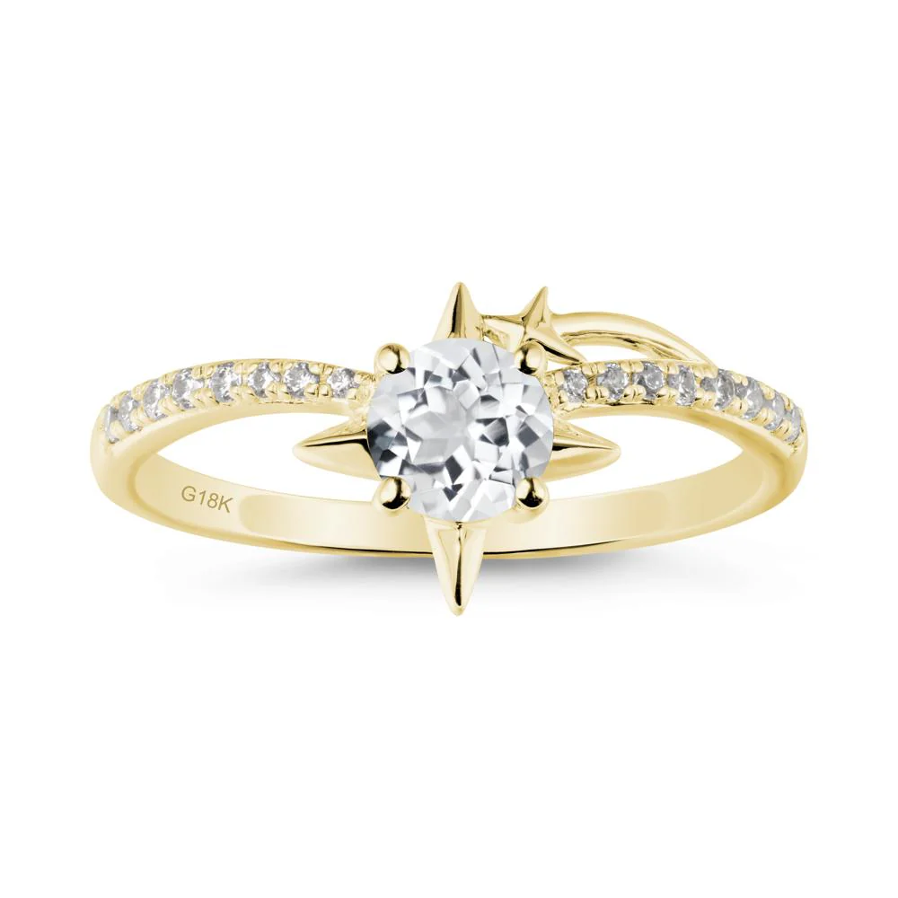 Simple Four Point Star White Topaz Ring - Image 6