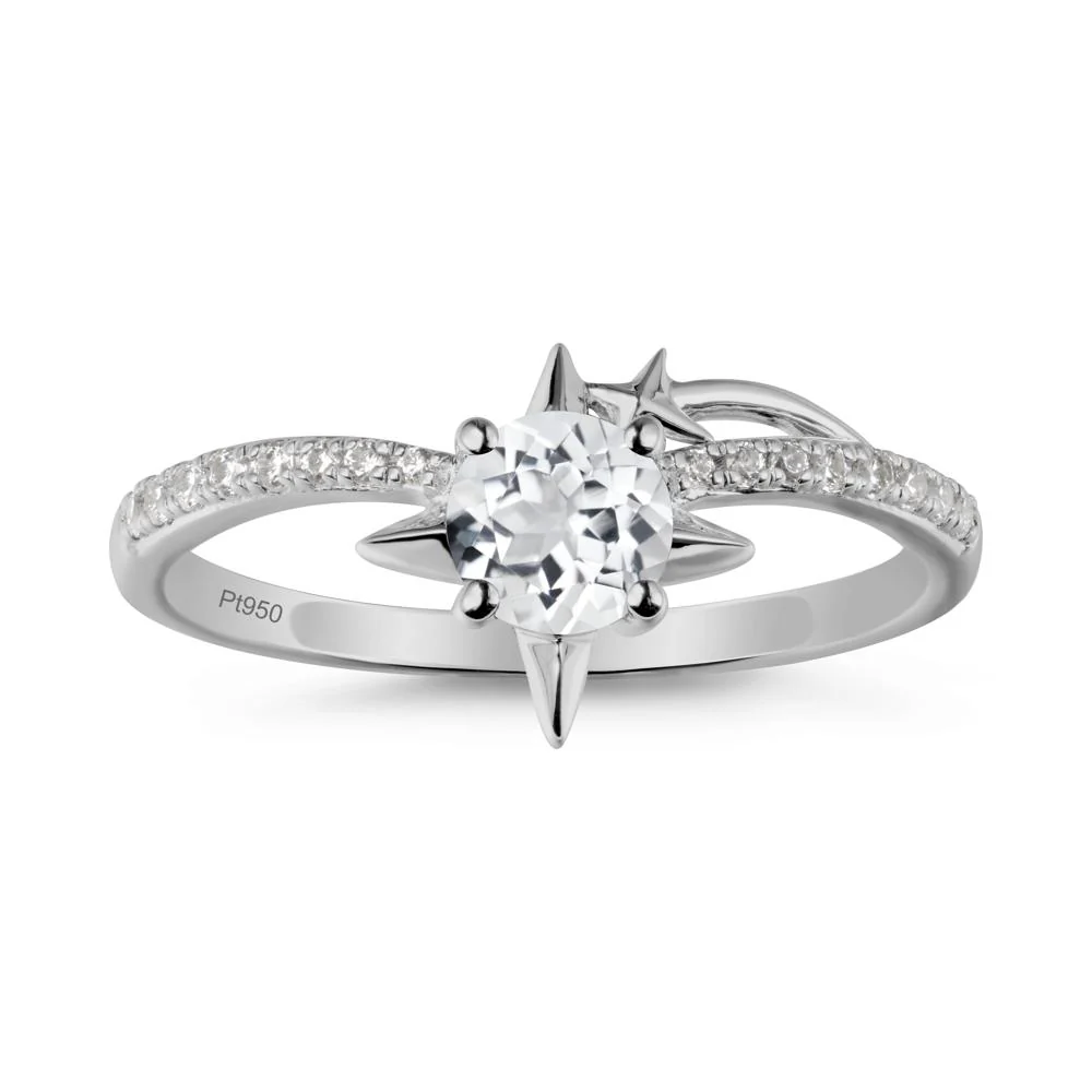 Simple Four Point Star White Topaz Ring - Image 8
