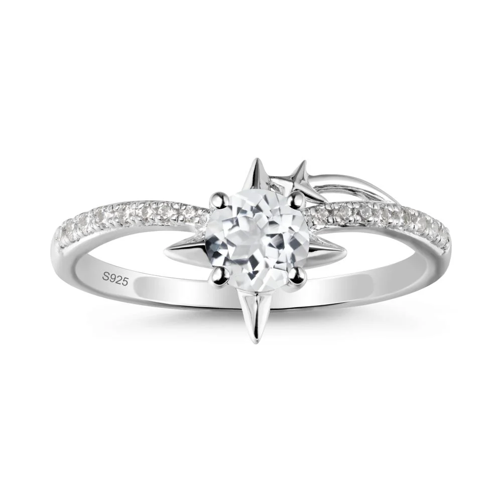 Simple Four Point Star White Topaz Ring - Image 9