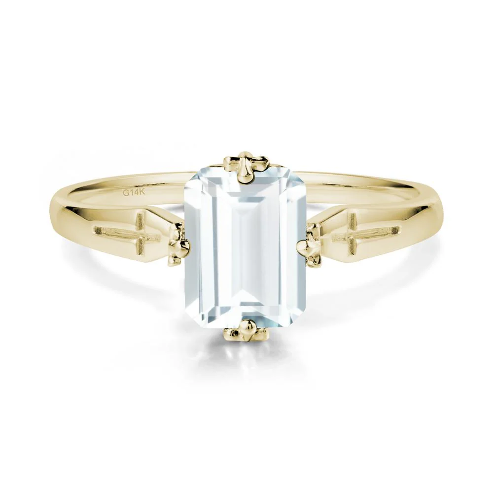 Simple Gothic Cross Aquamarine Ring - Image 3