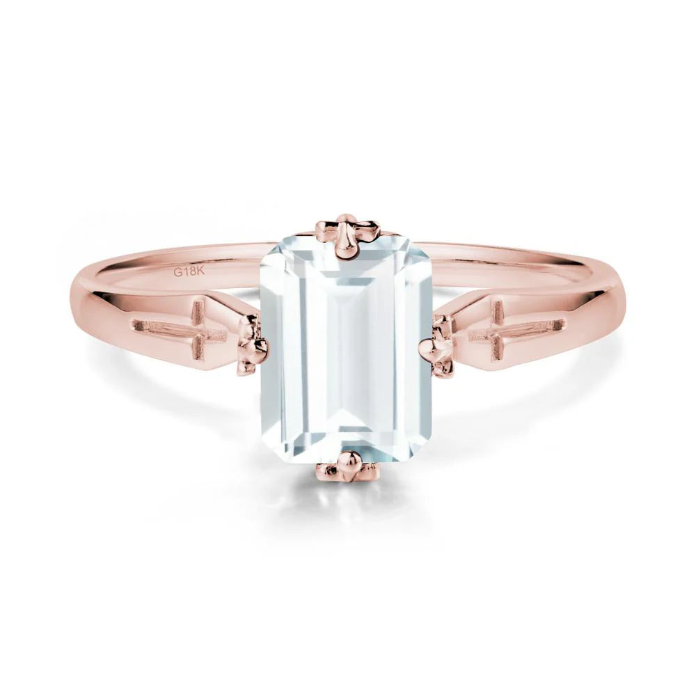 Simple Gothic Cross Aquamarine Ring - Image 4