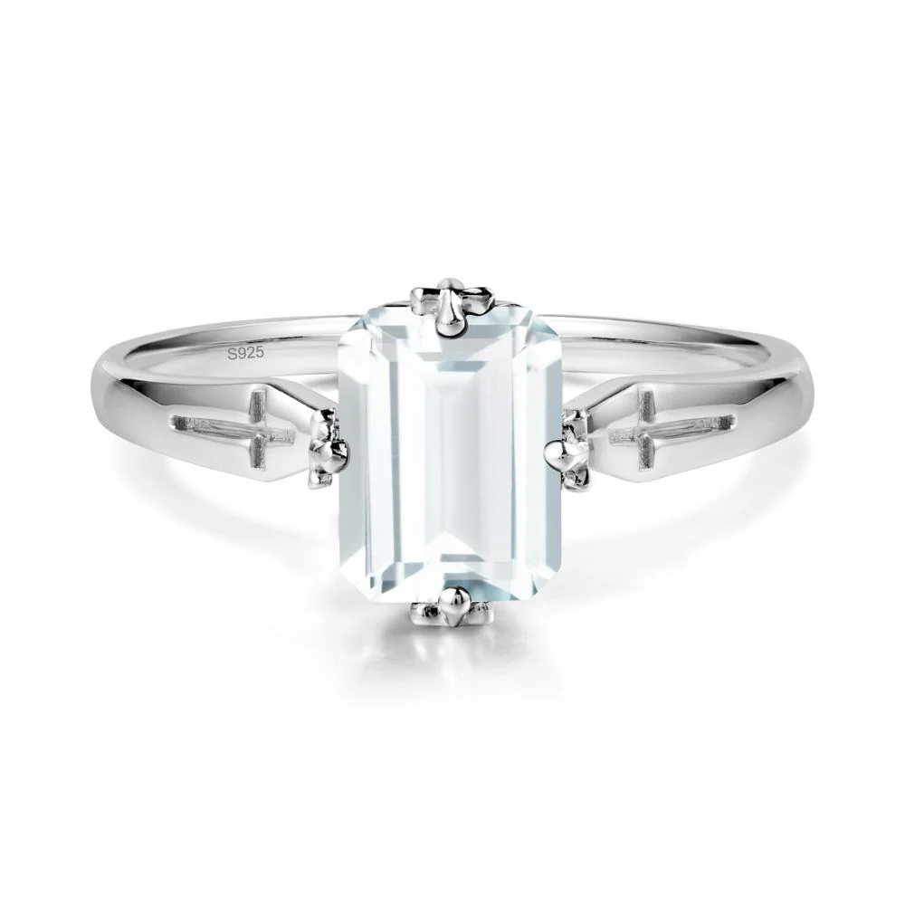 Simple Gothic Cross Aquamarine Ring - Image 9