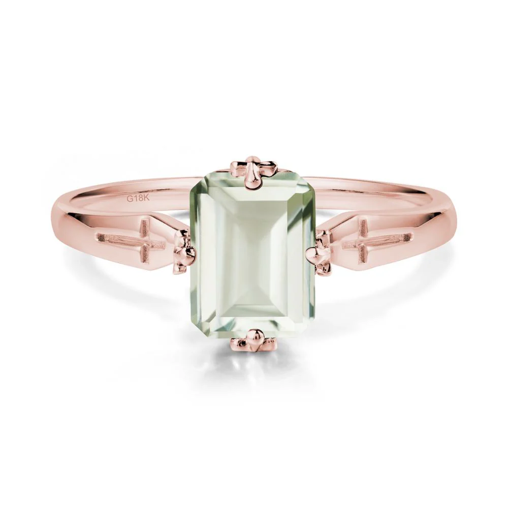 Simple Gothic Cross Green Amethyst Ring - Image 5