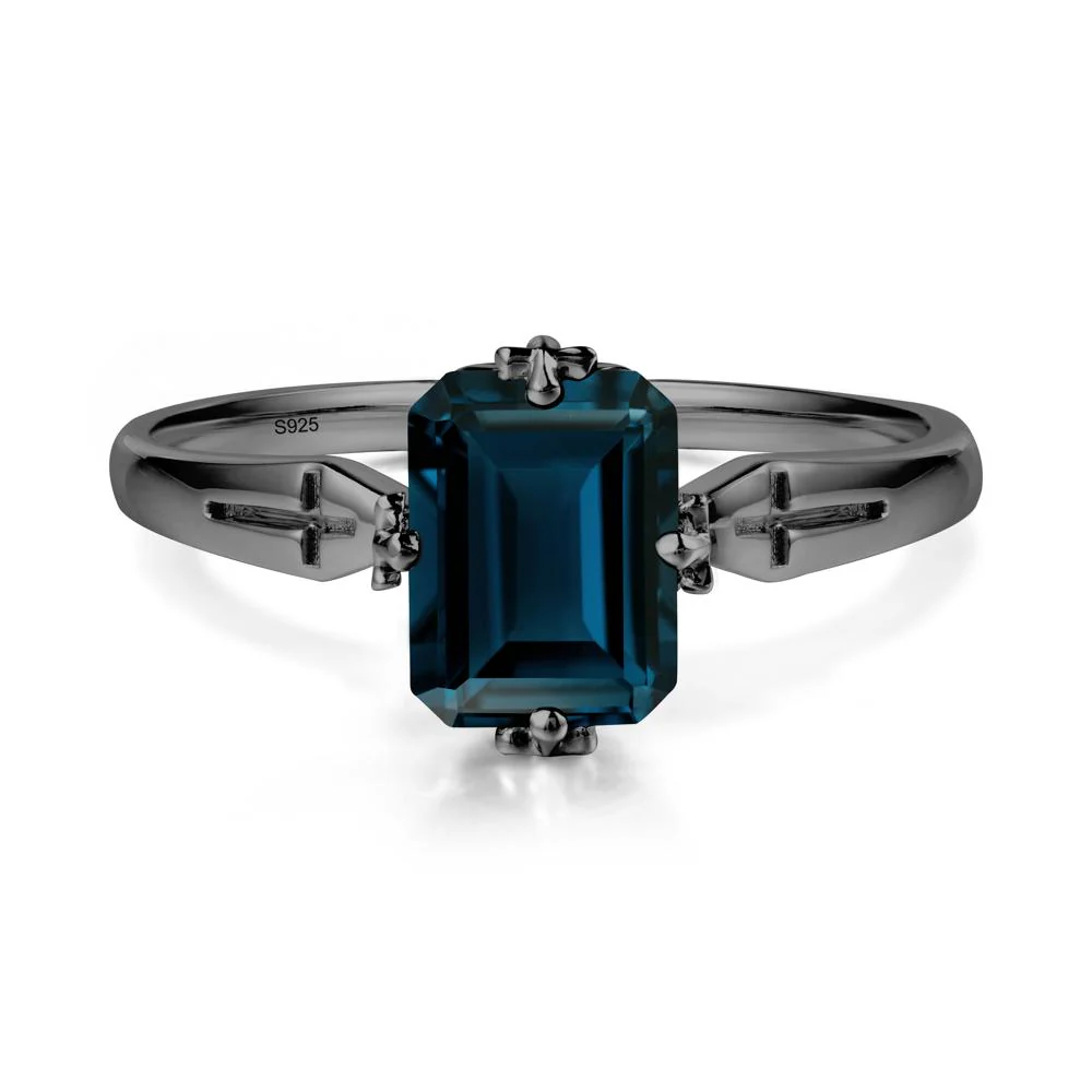 Simple Gothic Cross London Blue Topaz Ring - Image 8