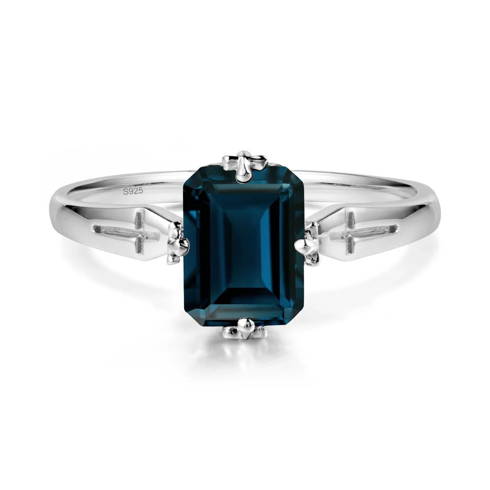 Simple Gothic Cross London Blue Topaz Ring - Image 9