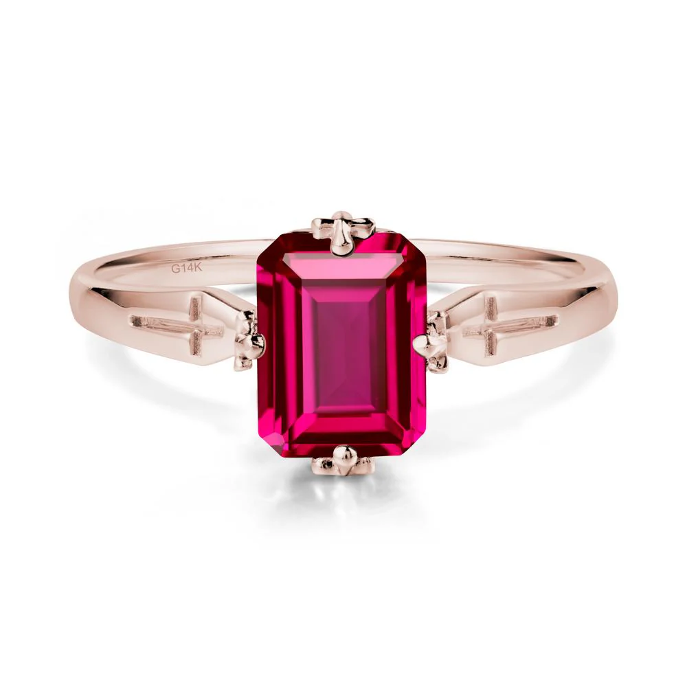 Simple Gothic Cross Ruby Ring