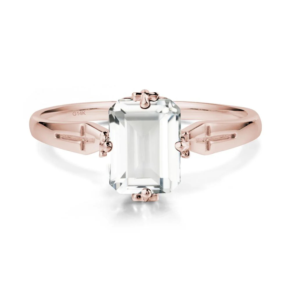 Simple Gothic Cross White Topaz Ring - Image 2
