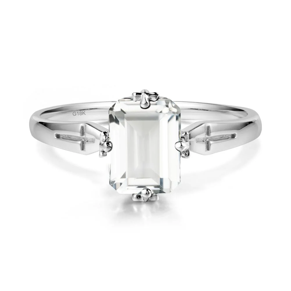 Simple Gothic Cross White Topaz Ring - Image 5