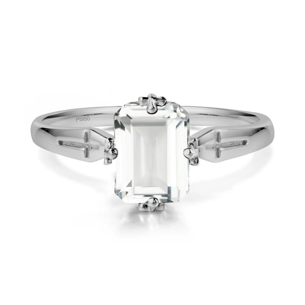 Simple Gothic Cross White Topaz Ring - Image 8