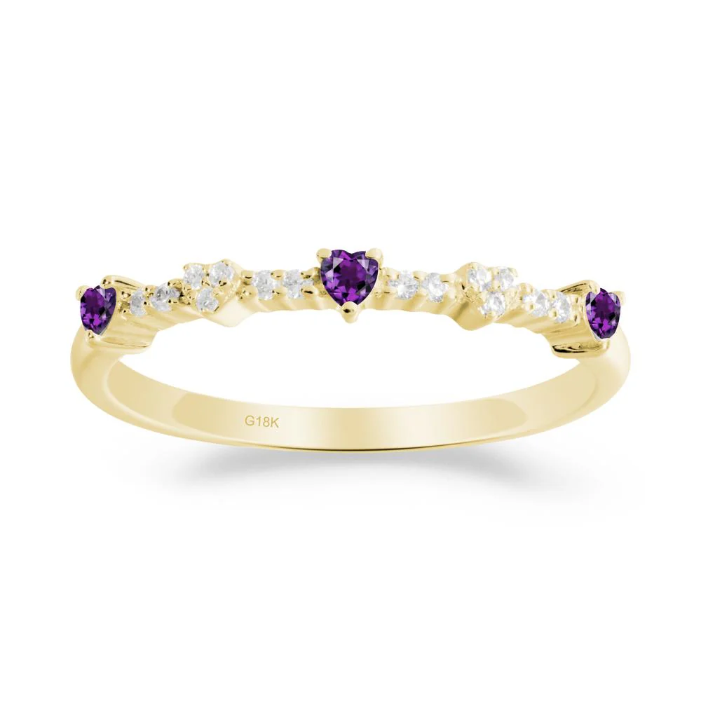 Simple Heart Shaped Amethyst Promise Ring - Image 3