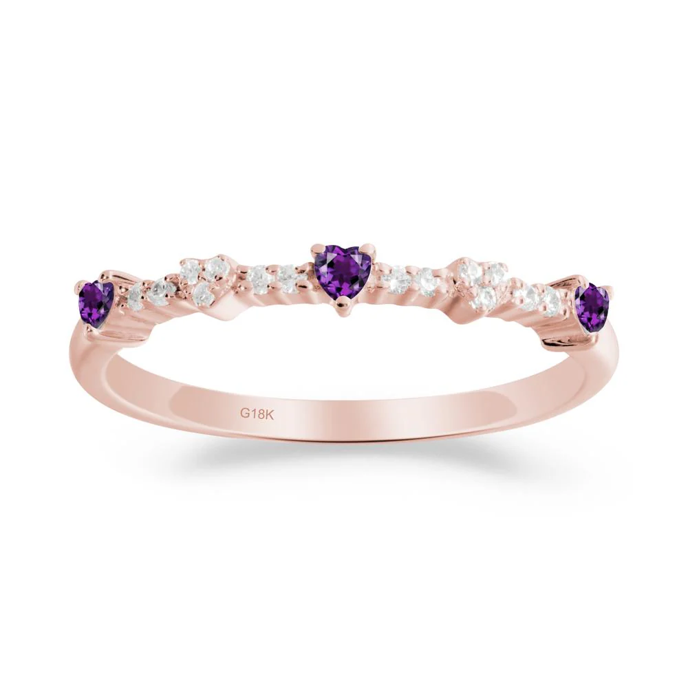 Simple Heart Shaped Amethyst Promise Ring - Image 4