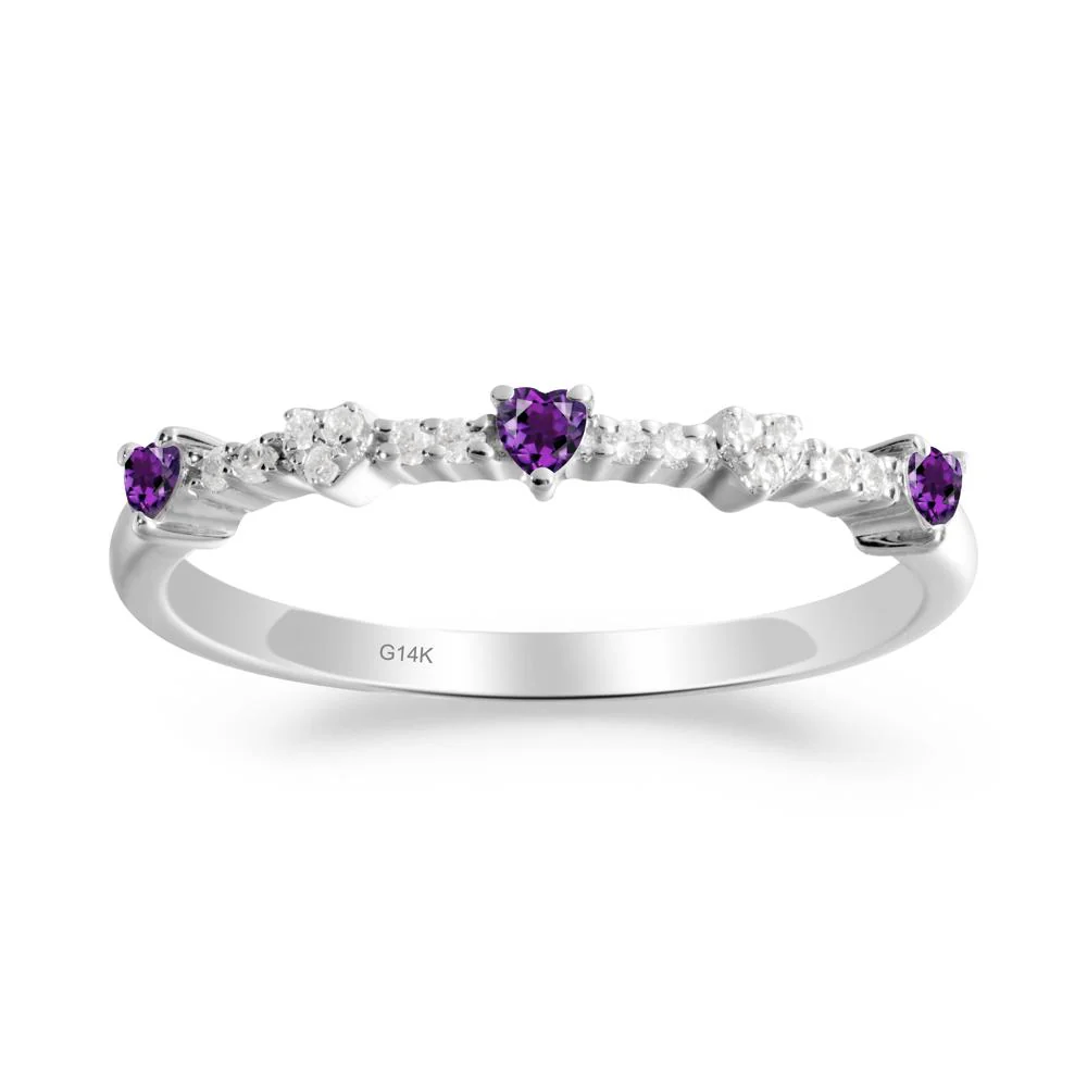 Simple Heart Shaped Amethyst Promise Ring - Image 7